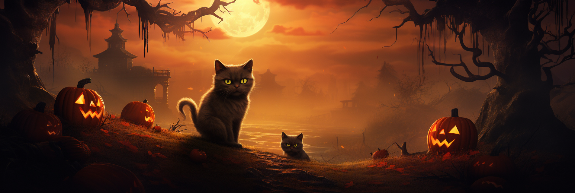 Halloween Cat and Kitten Duo