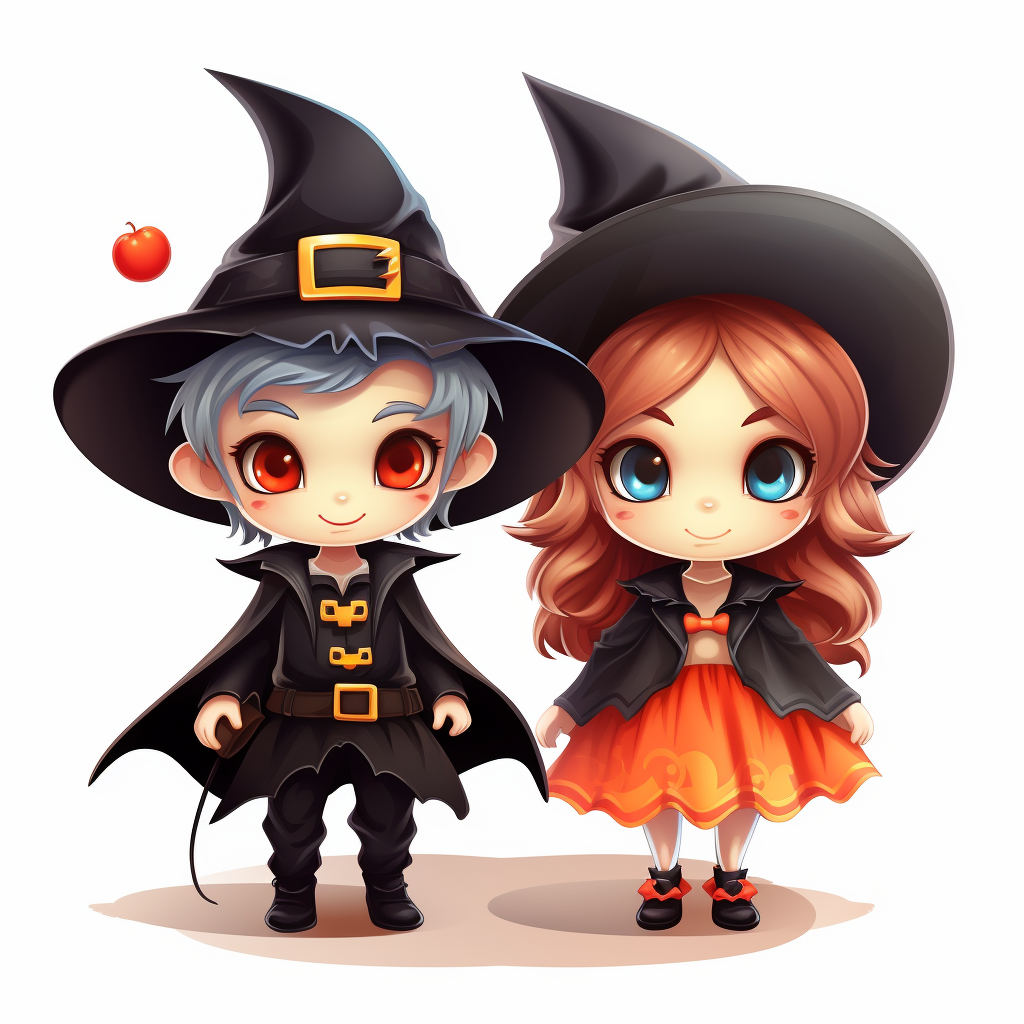 Cute Halloween characters on white background