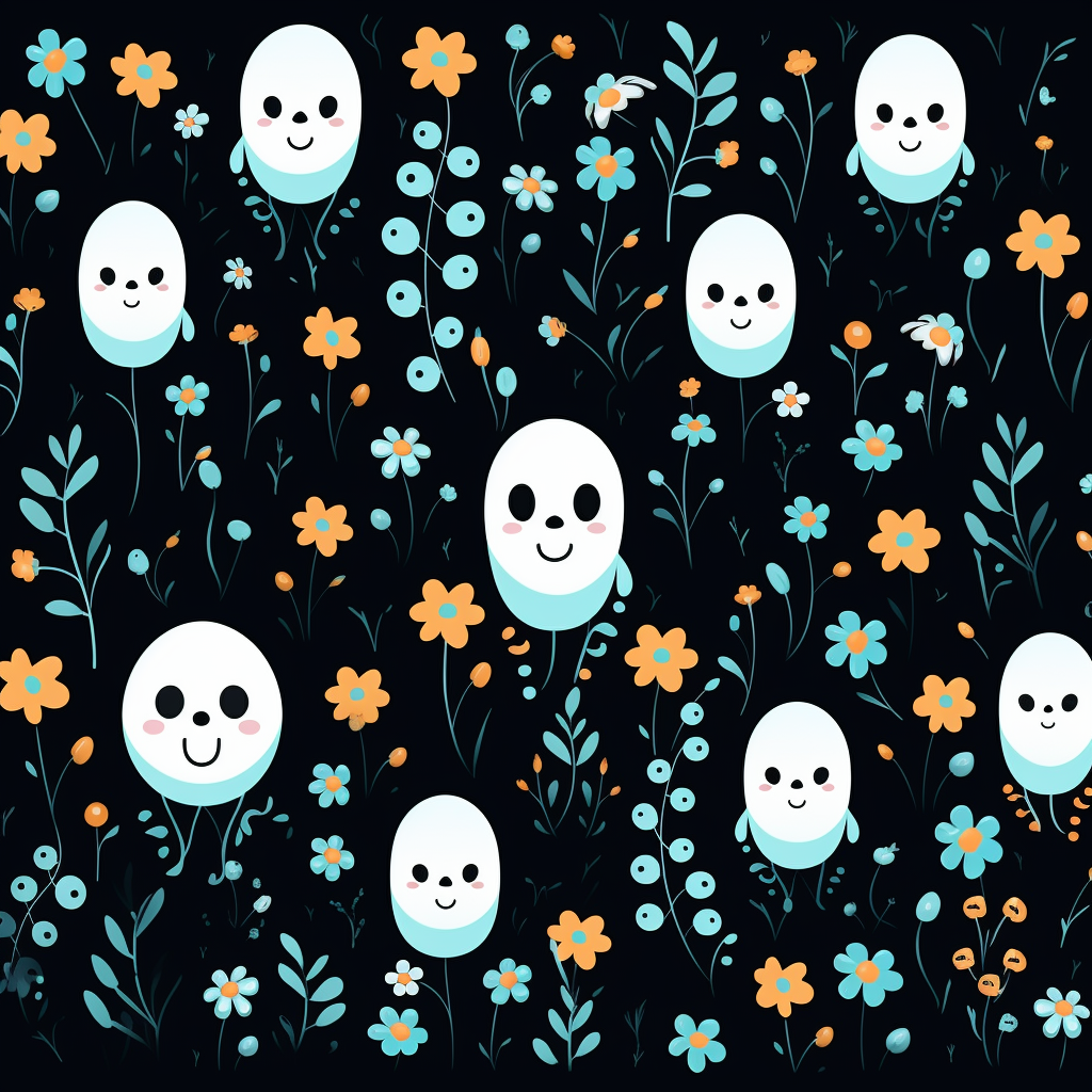 Cute ghost with floral pattern