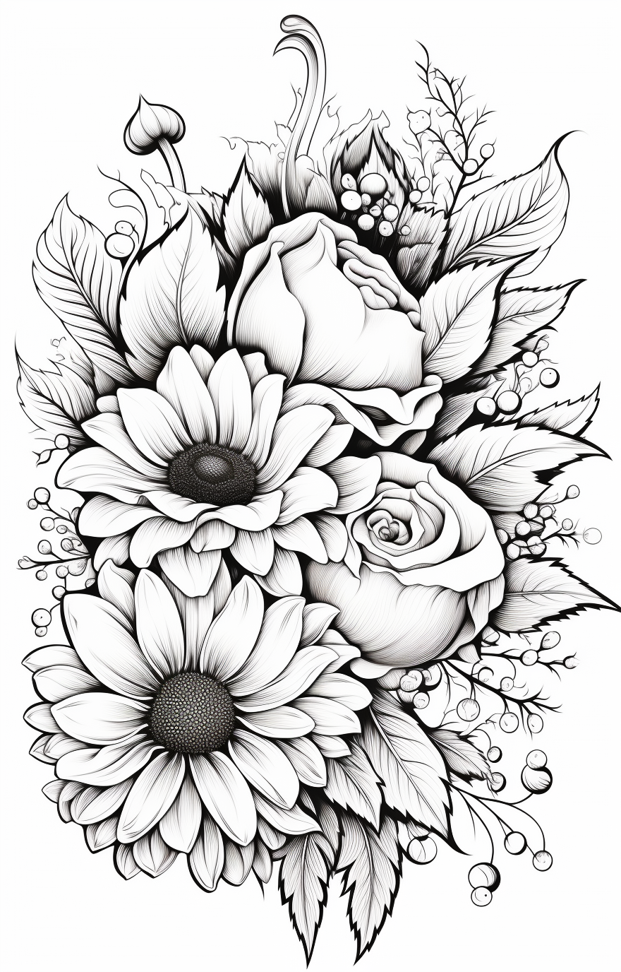 Halloween flower arrangement coloring page