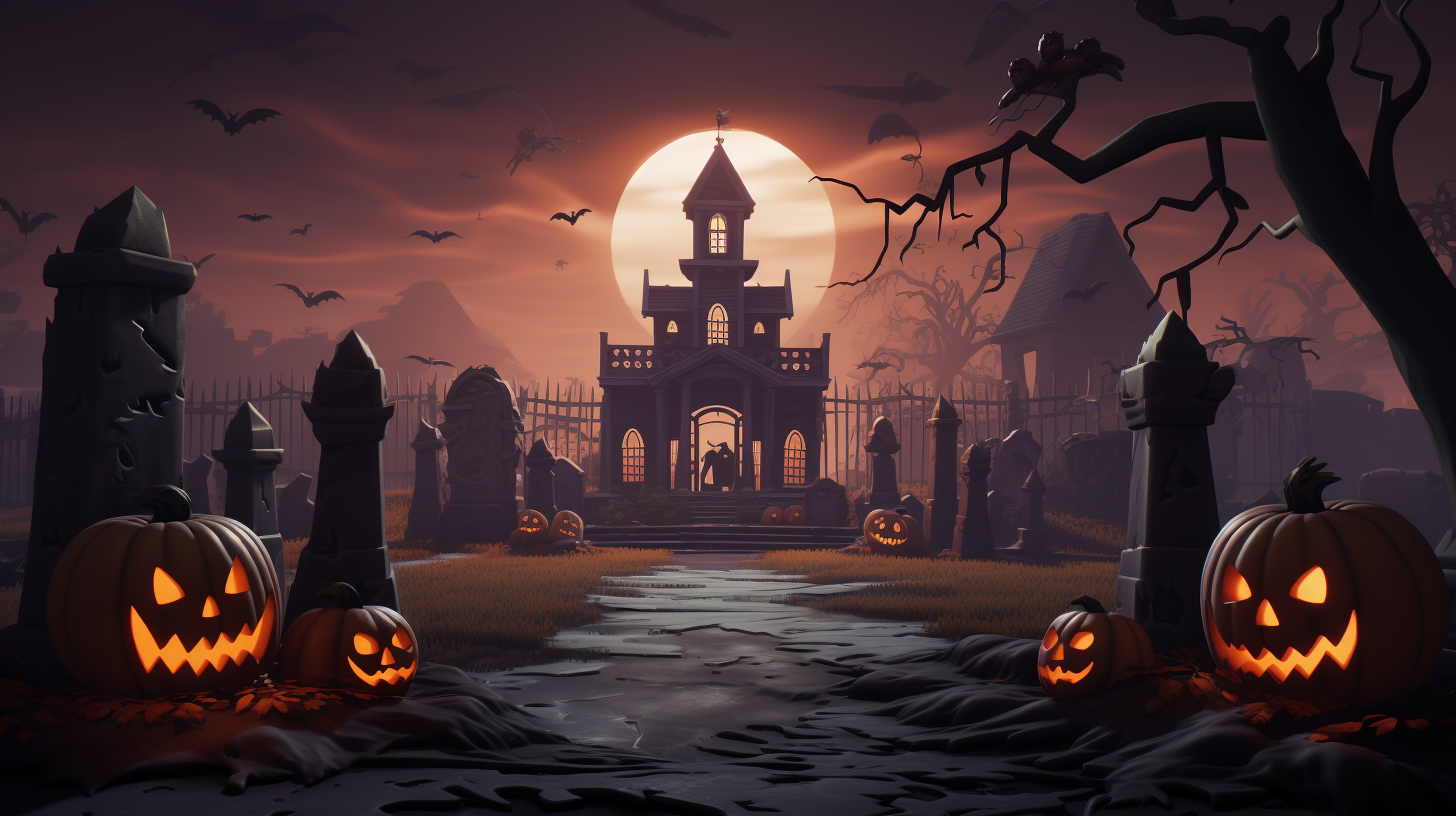 Halloween Fortnite Lobby with Pumpkins and Graves