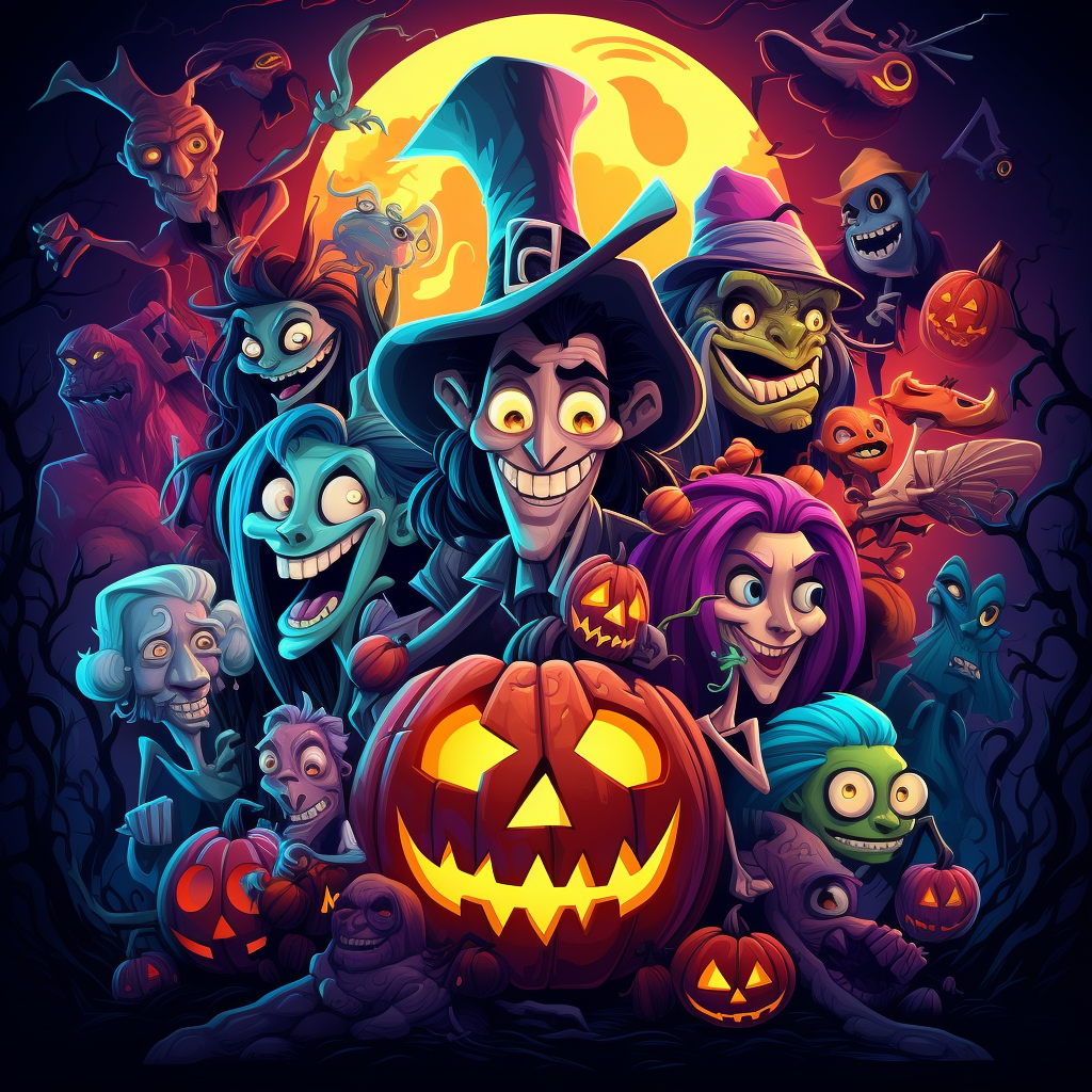 Bright and Funny Halloween Cartoon Illustration