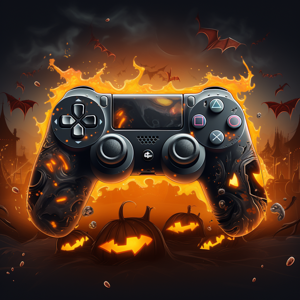 Halloween game controller with mouth and splats