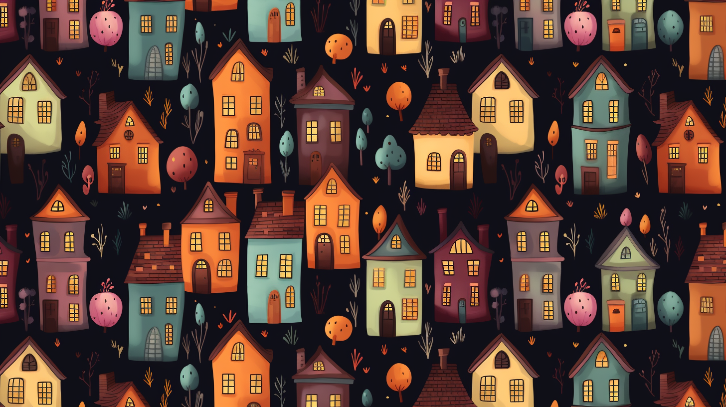 Cute Halloween houses wallpaper loop