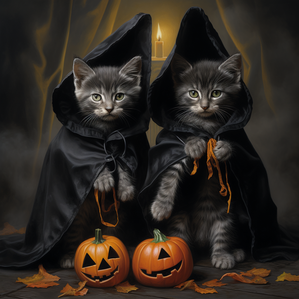 Cute kittens in Halloween costumes