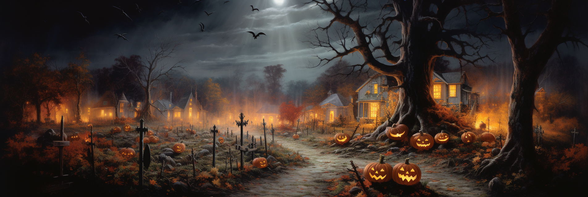 Halloween night with eerie realism