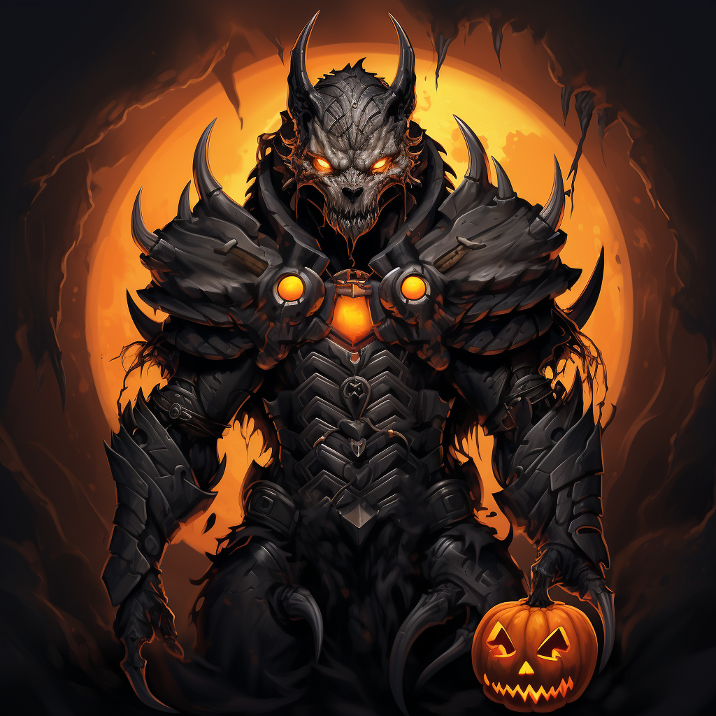 Scary Halloween Pumpkin Warrior Beast