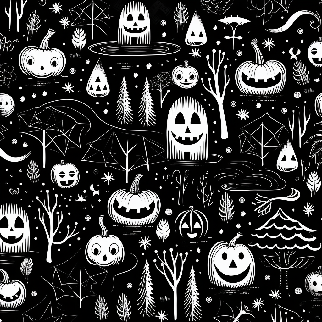 halloween-seamless-patterns-black-white