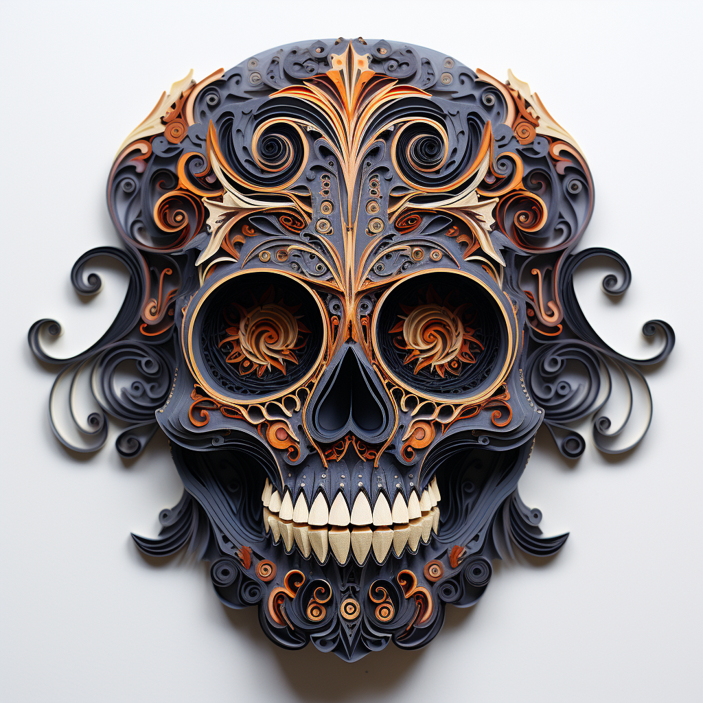 Spooky Halloween Skull Paper Quilling Art