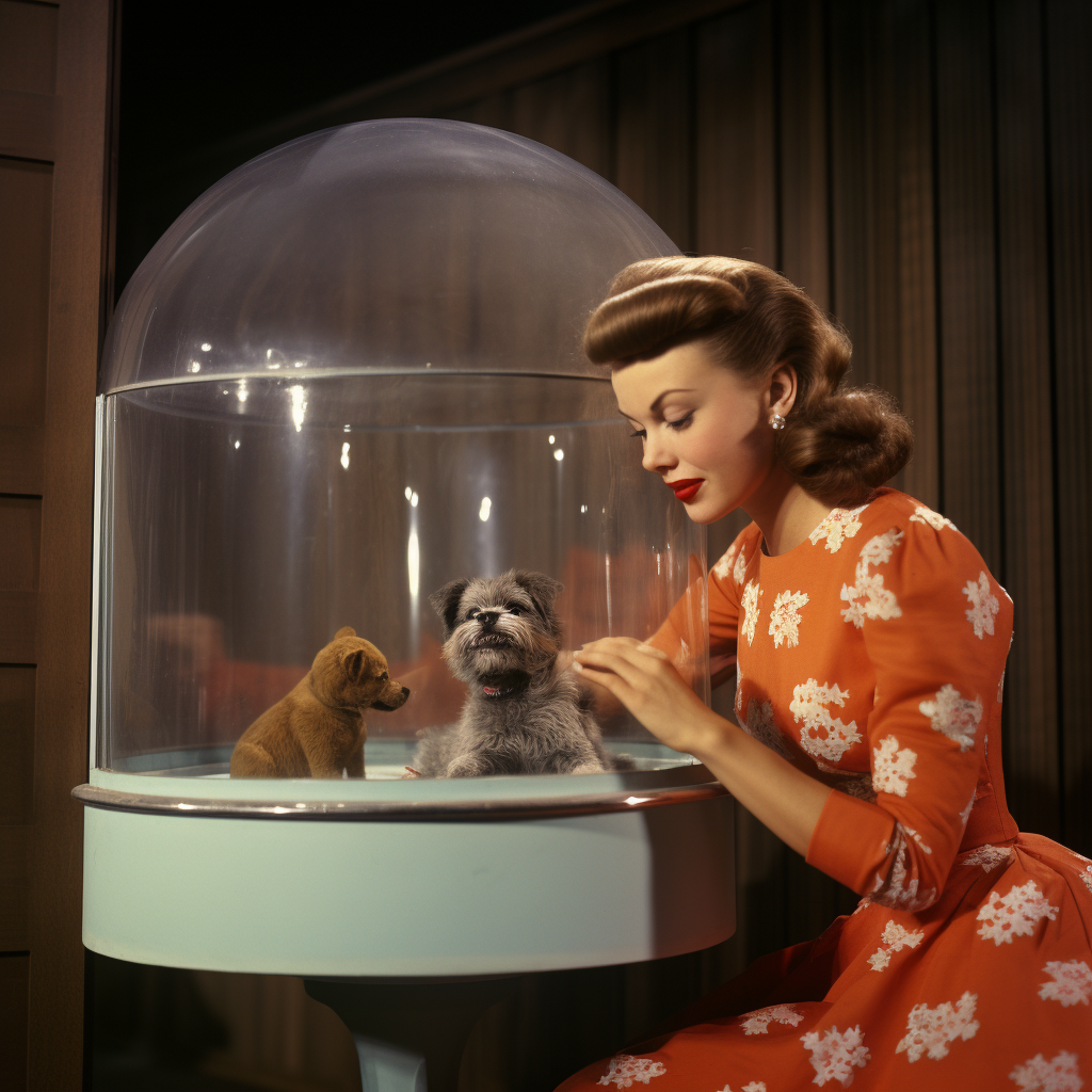 1950s housewife inside Halloween snow globe