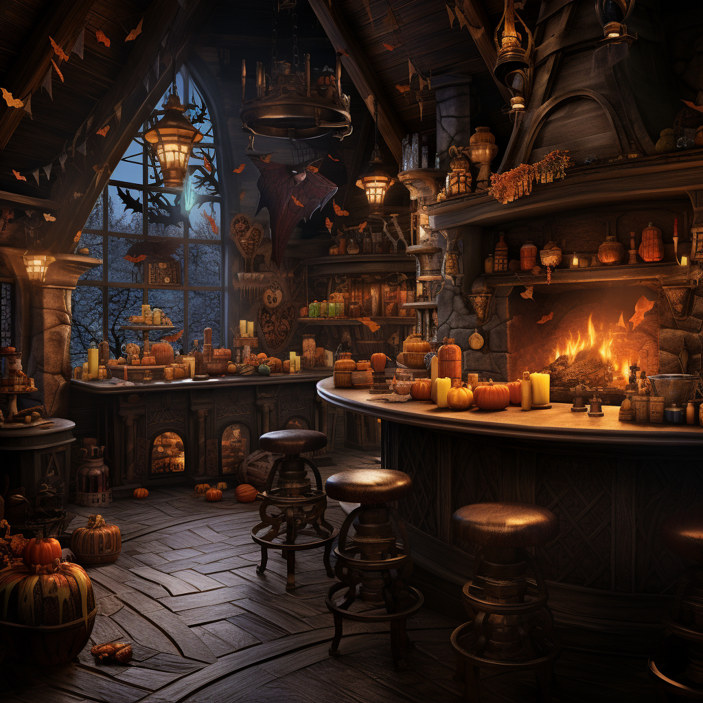 Halloween witches workshop bar scene