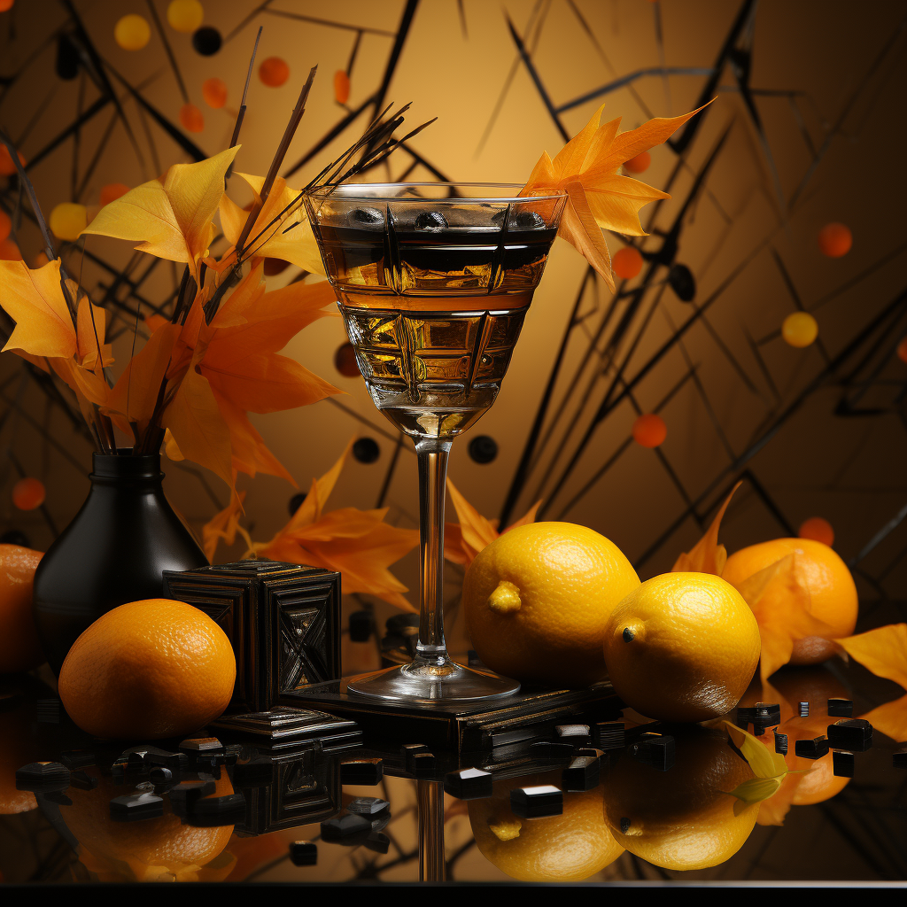 Halloween cocktail with abstract geometric design