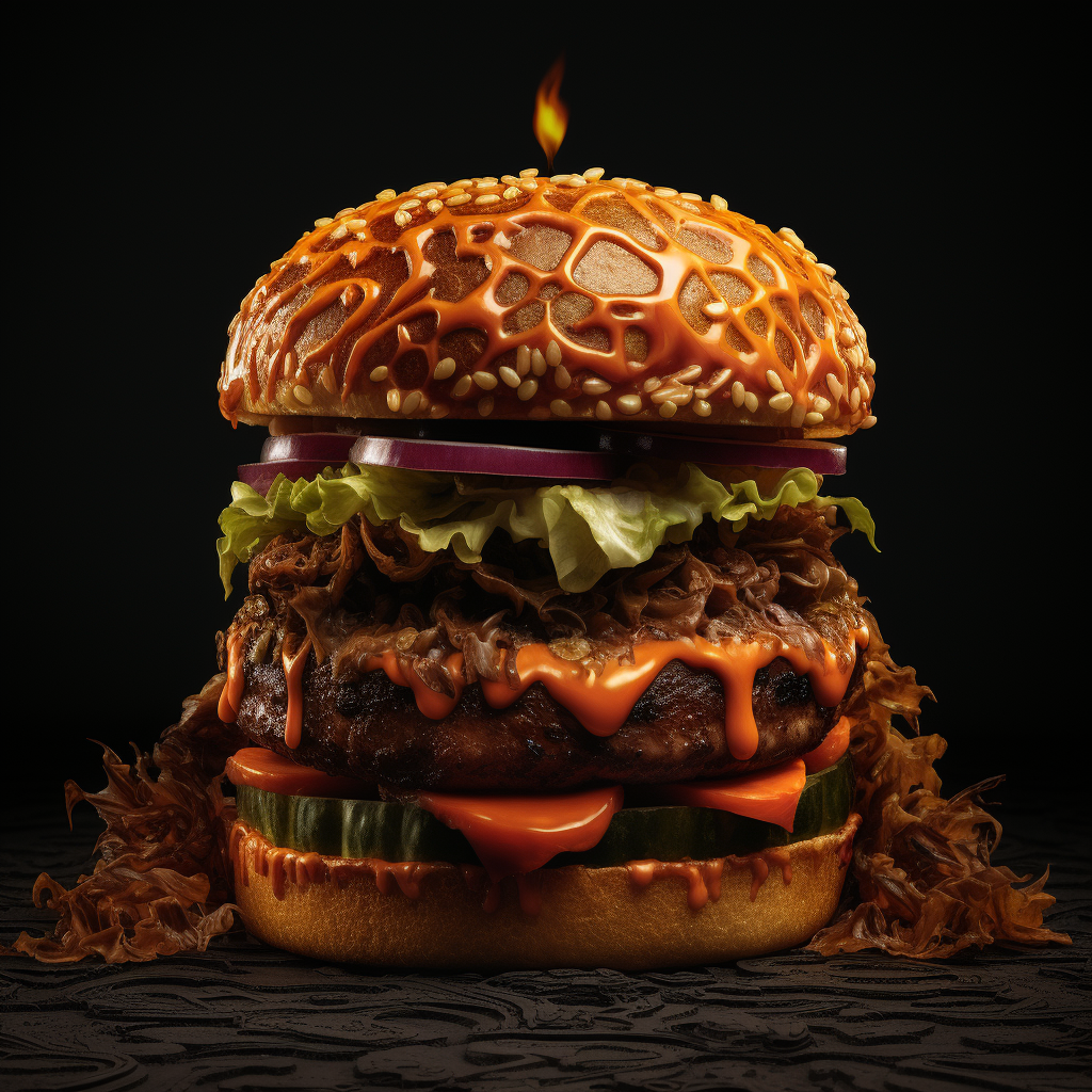 Spooky Halloween burger on black background