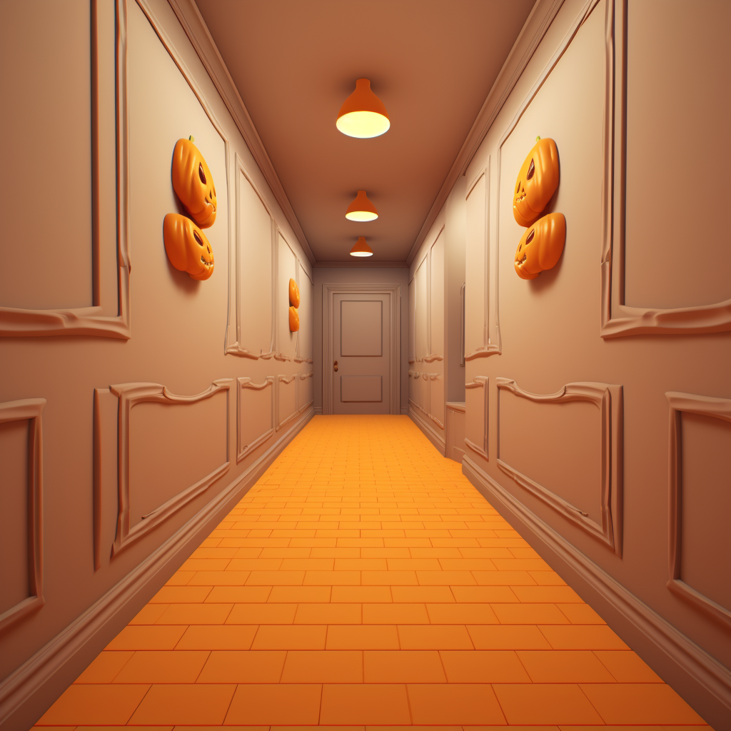 Simplistic Halloween cartoon hallway door