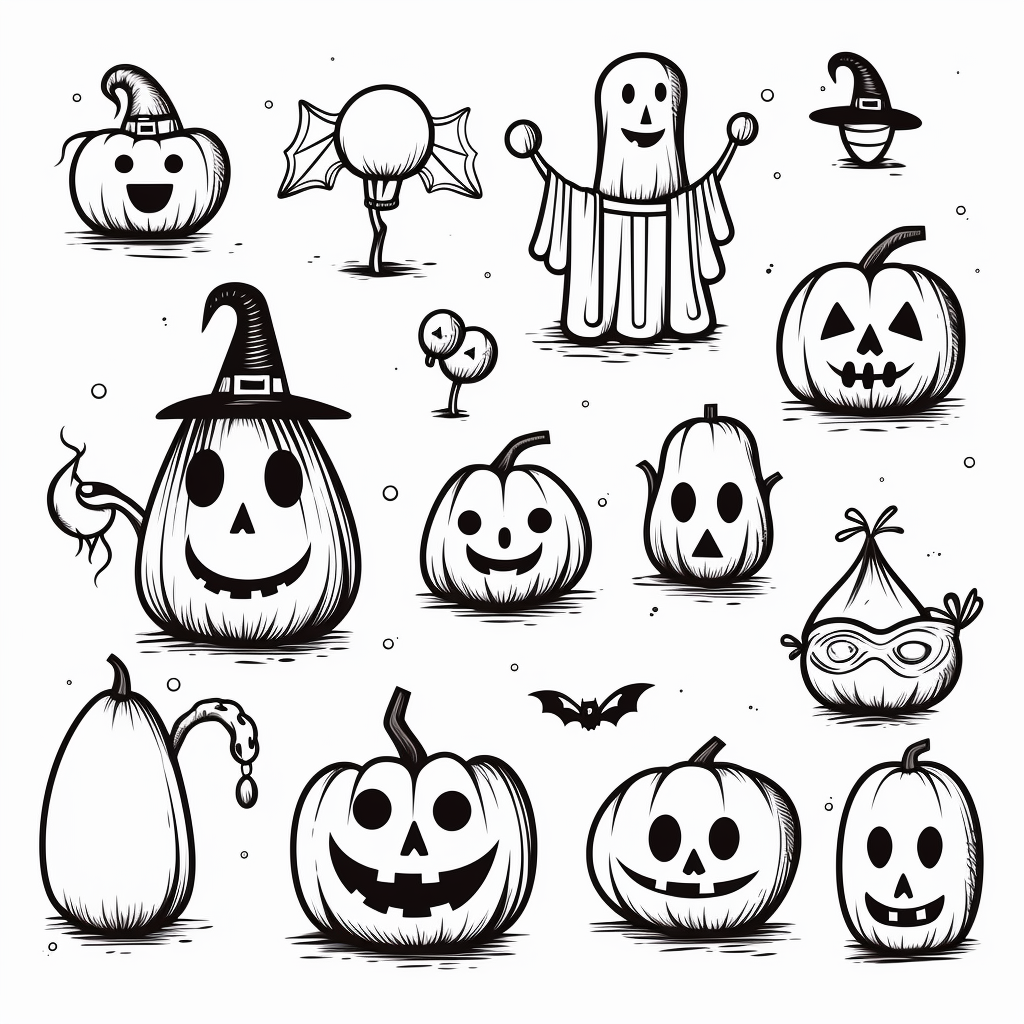 Minimalist Halloween Cartoon Set