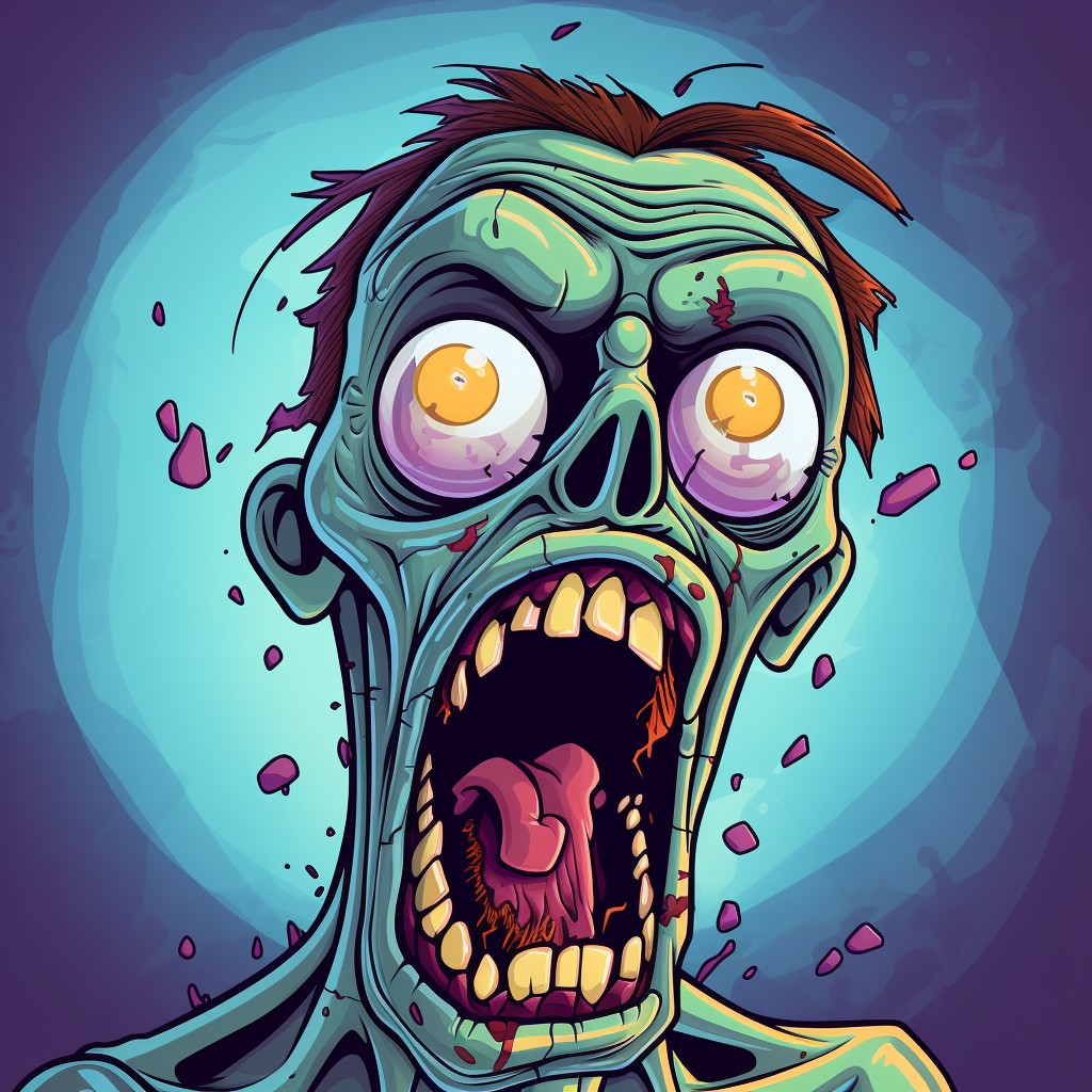 Detailed front view of scary Halloween cartoon zombie