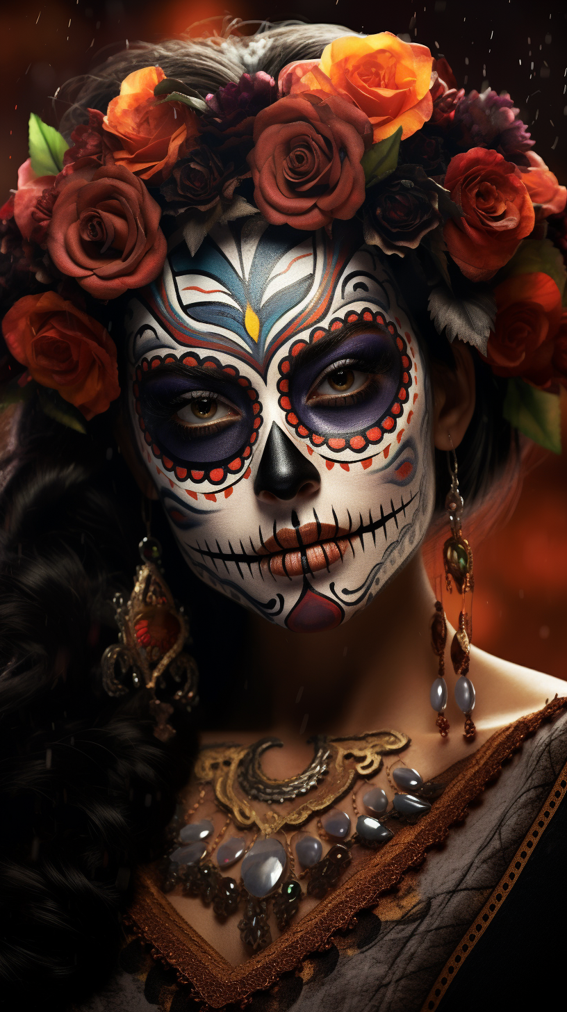 Cute girl with Day of the Dead face paint