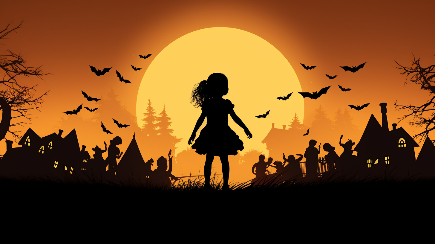 Silhouette of children celebrating Halloween