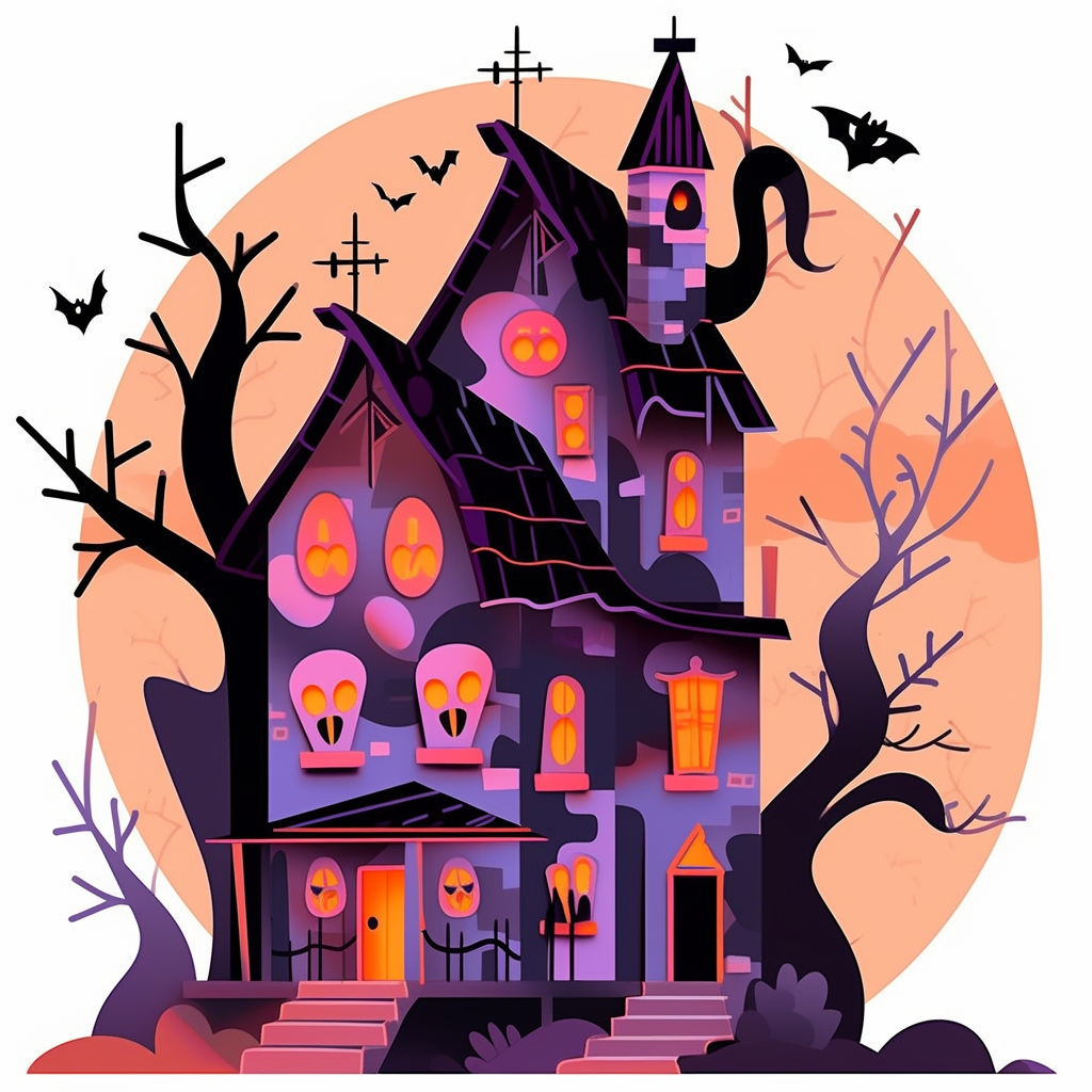 Cute Halloween haunted house clipart