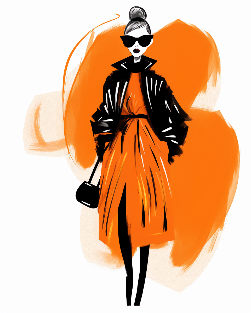 Halloween fashionista sketch in fauvist style