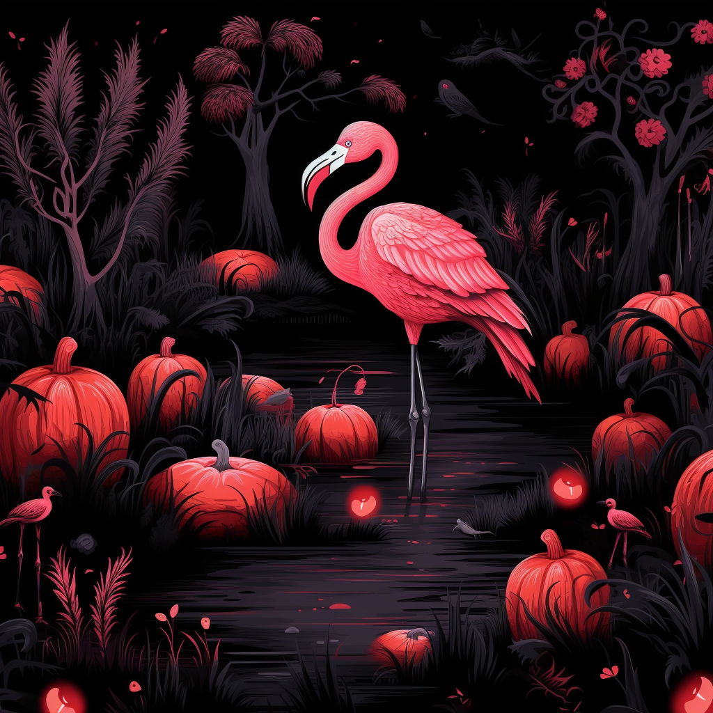 Colorful Halloween Flamingo Yard Decoration