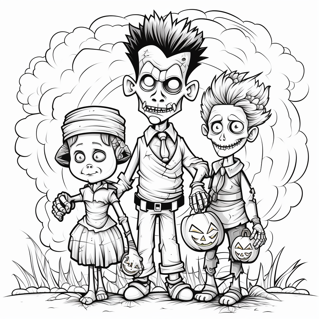 Halloween monsters line art