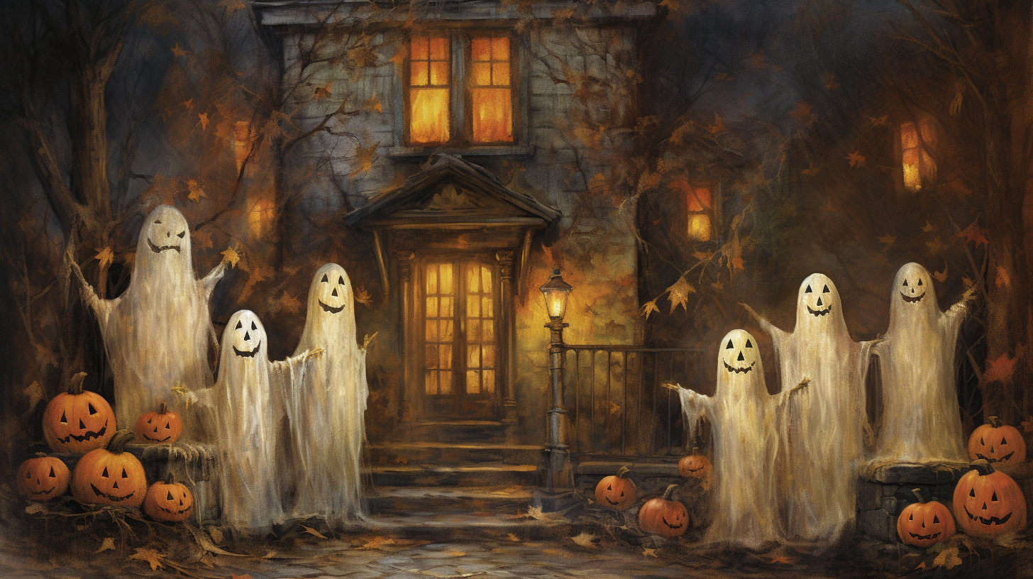 Enchanted Halloween Ghost Painting Scene