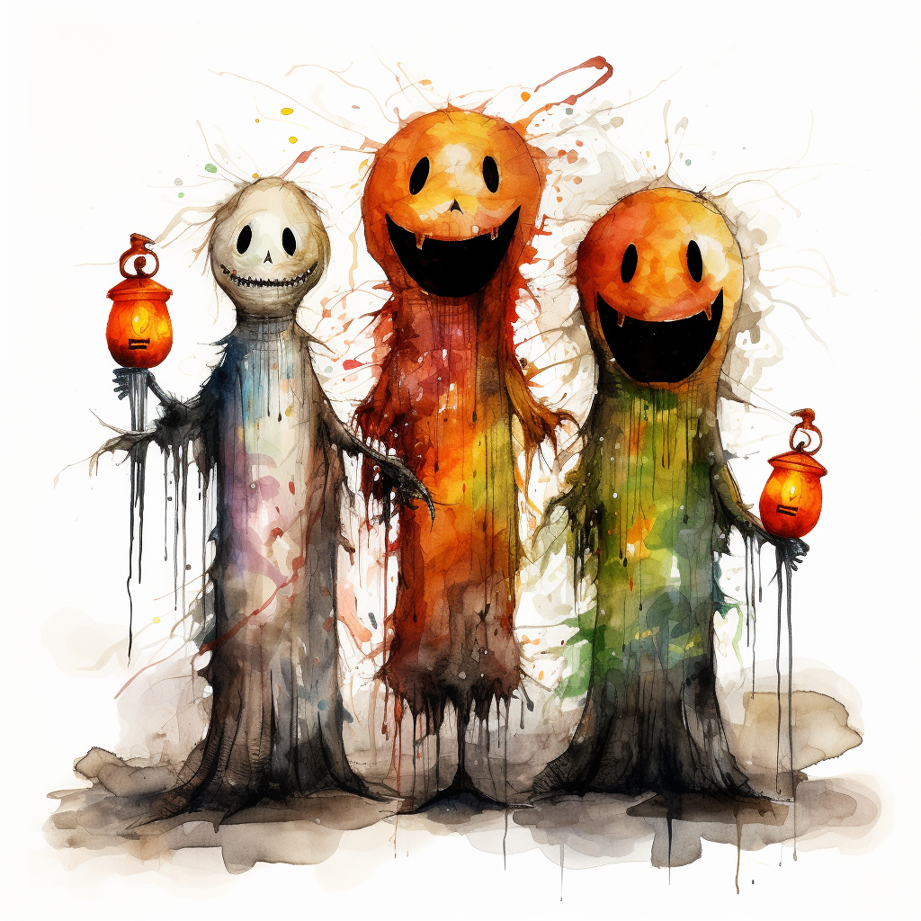 Cute Halloween ghosts on white background