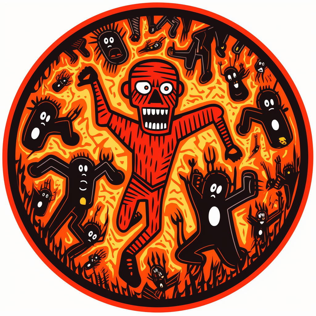 Halloween Keith Haring-style round image