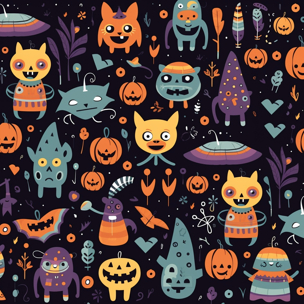 Colorful Halloween Fabric Pattern