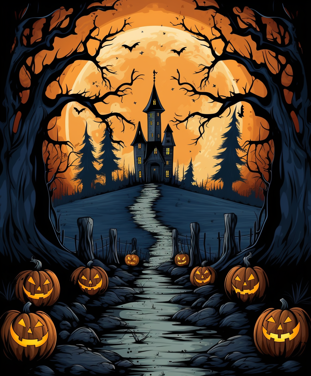 Halloween poster in Tim Burton style