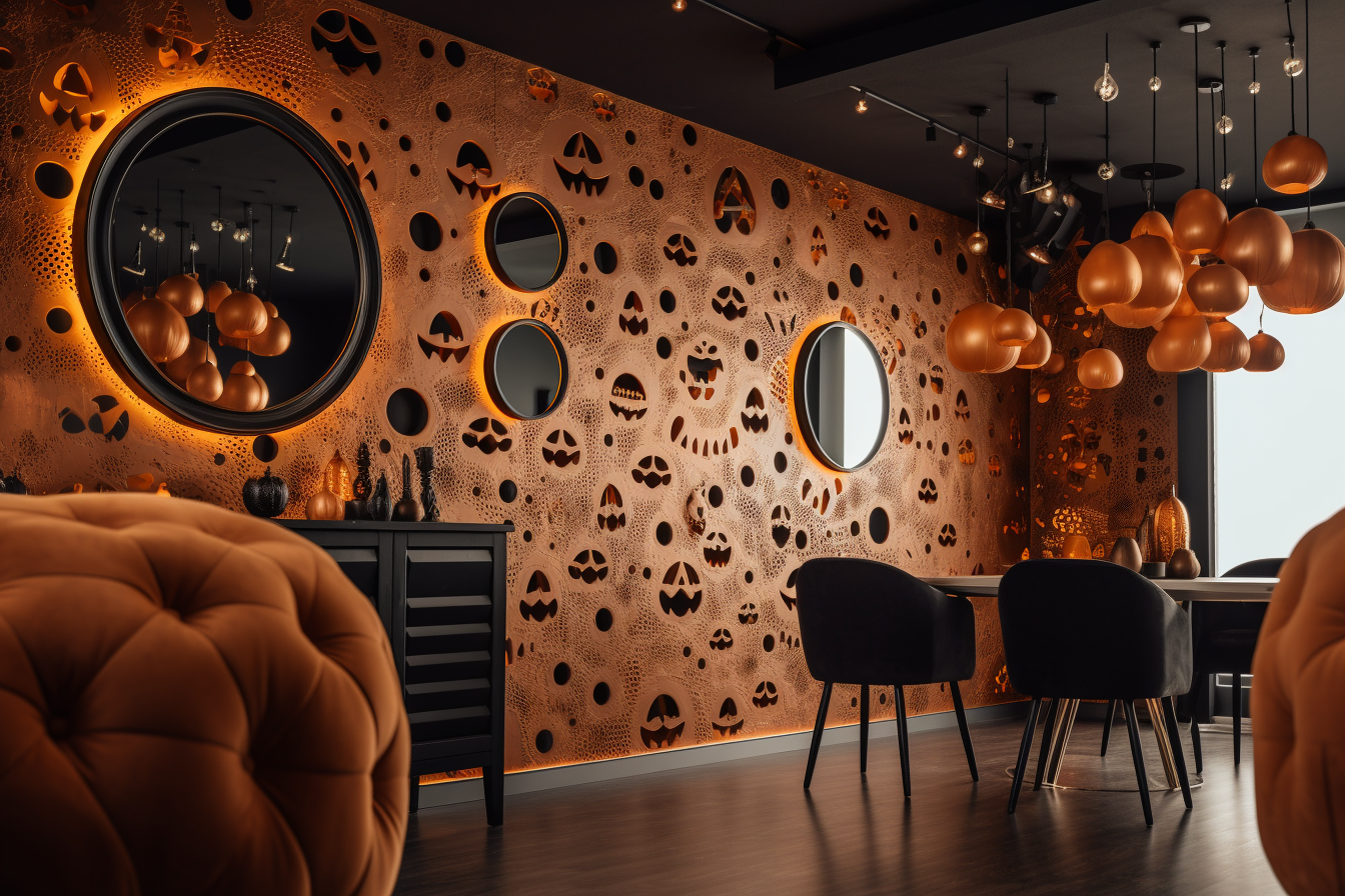 Halloween pumpkin décor mockup reflection