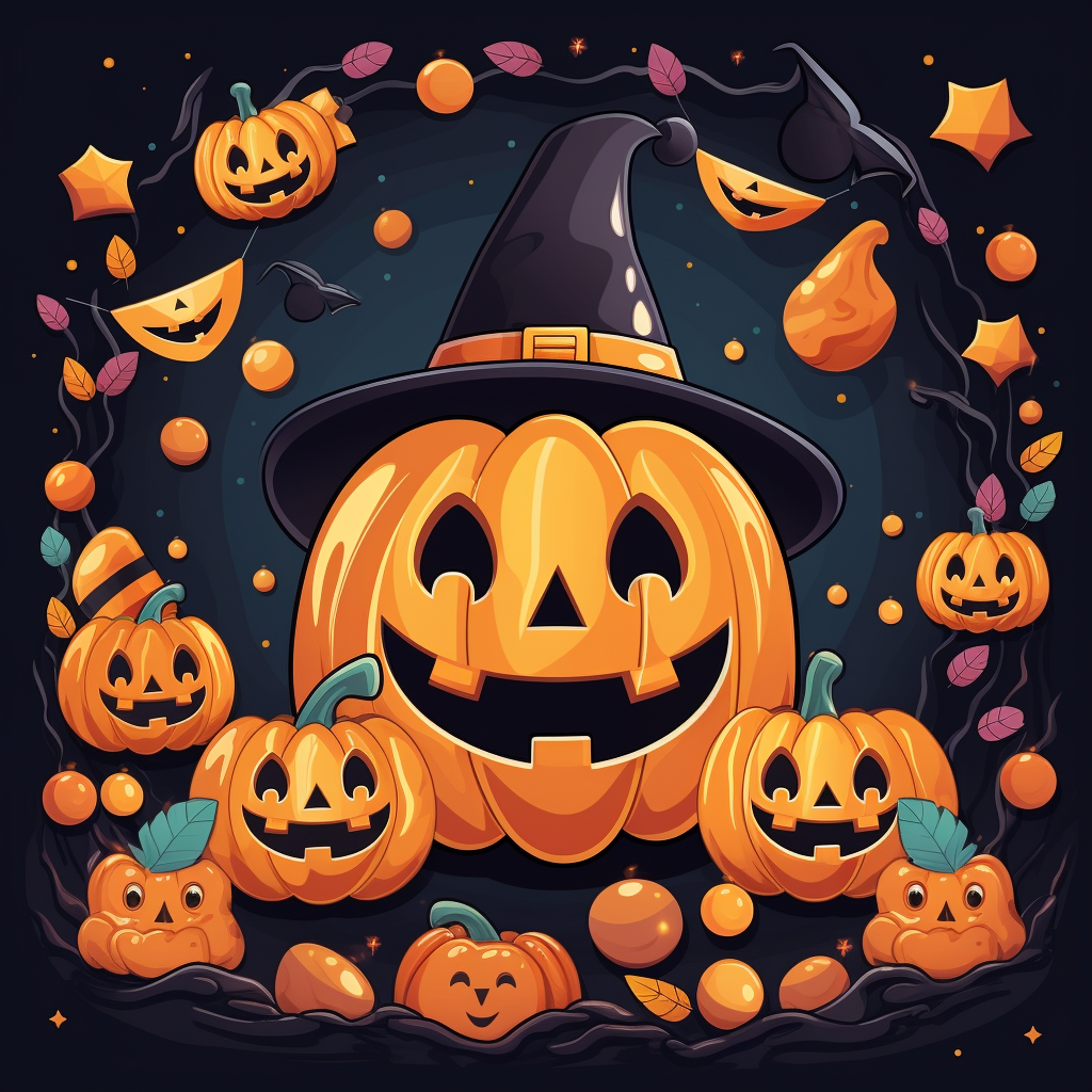 Cute Halloween pumpkins and candy