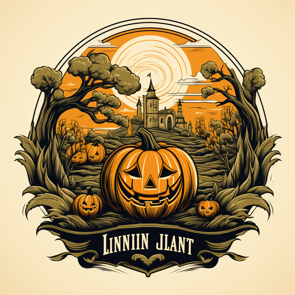 Halloween scene with large pumpkin