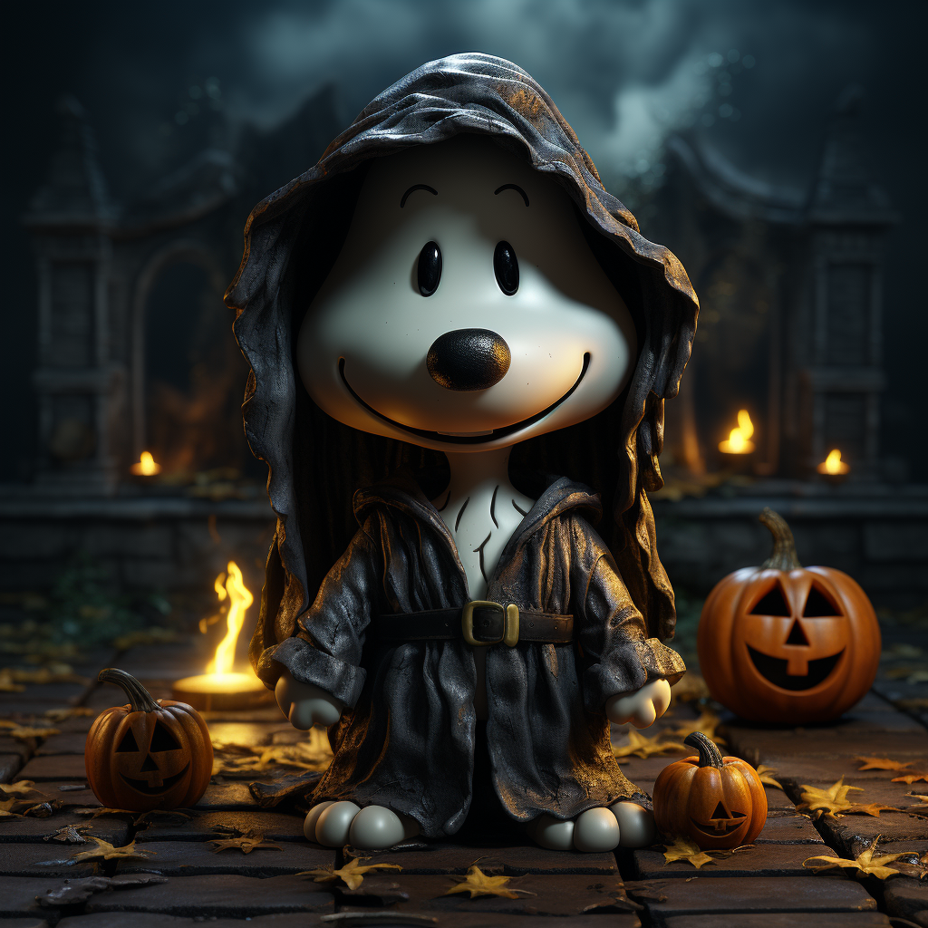 Halloween Snoopy Woodstock in Cartoon Style