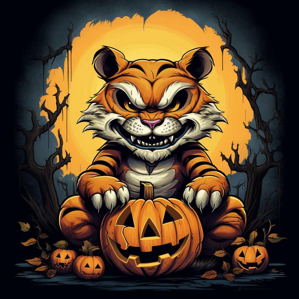 Cute Halloween tiger cartoon illustration