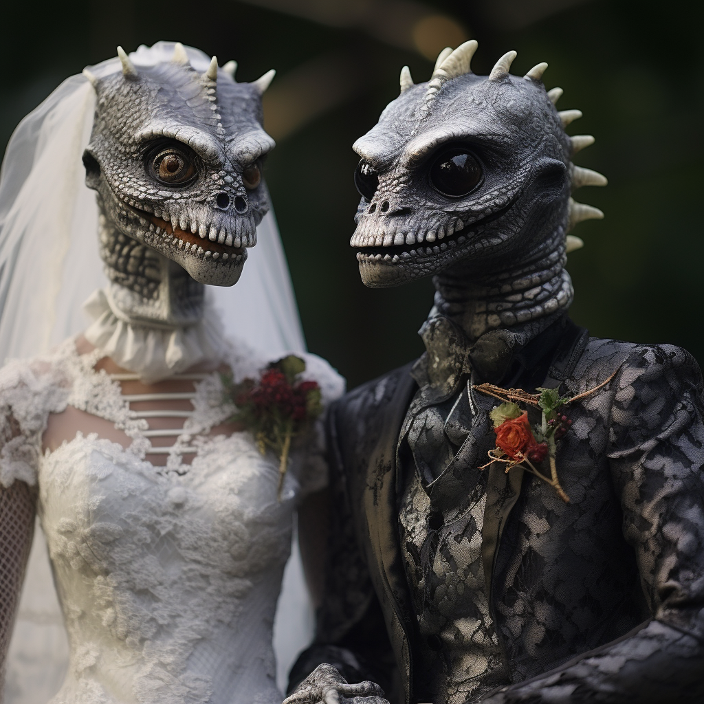 Unique Halloween-inspired reptilian wedding decorations