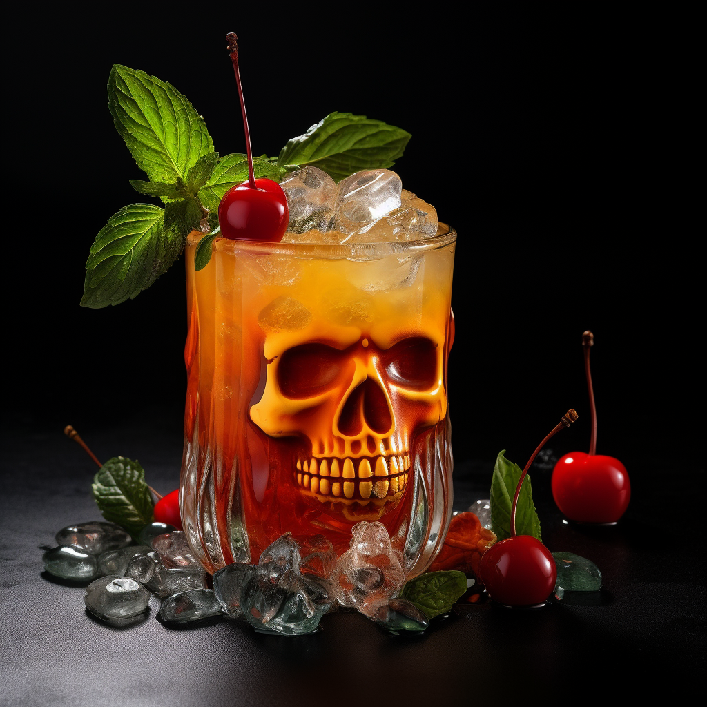 Vibrant Halloween Zombie Cocktail in Skull Glass