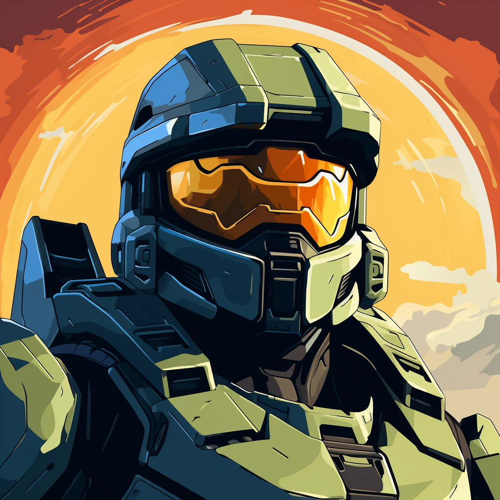 Cartoon style Halo cover art