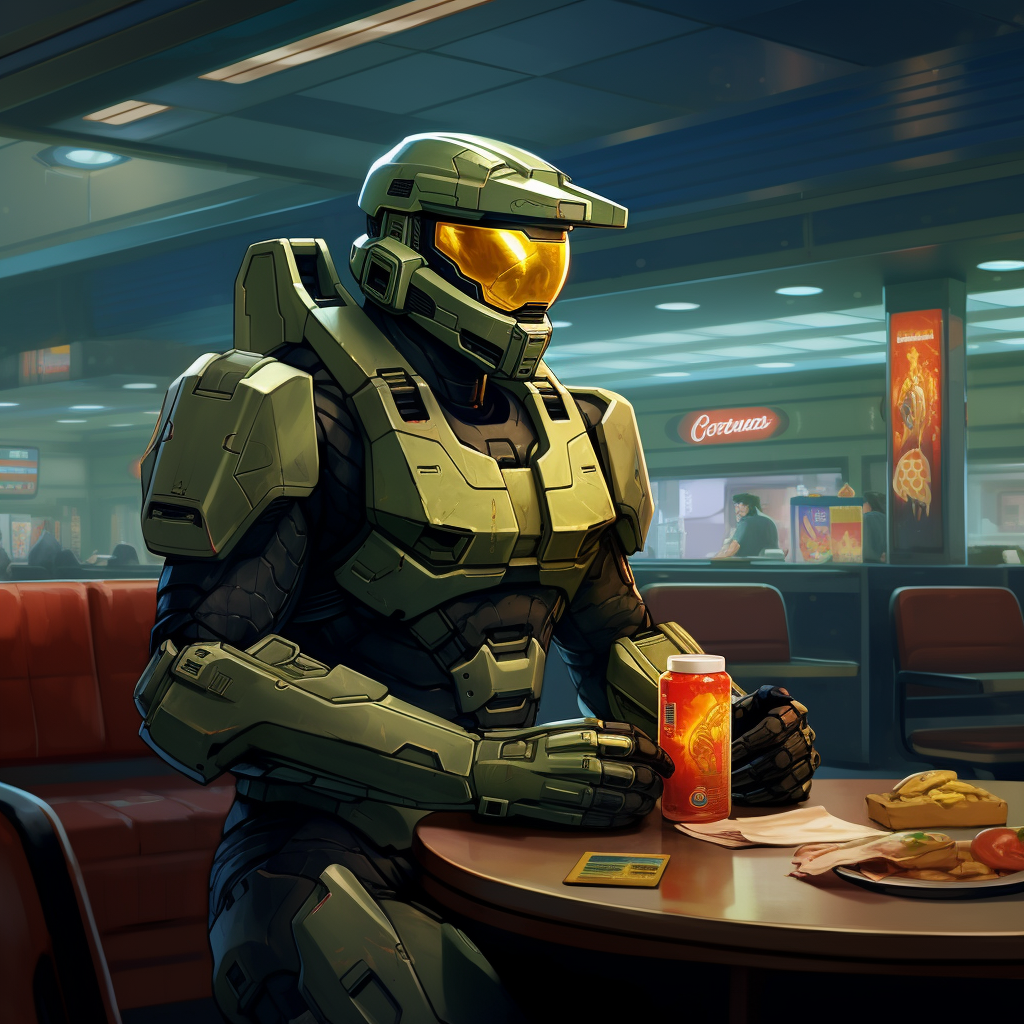 Master Chief enjoying McDonalds meal