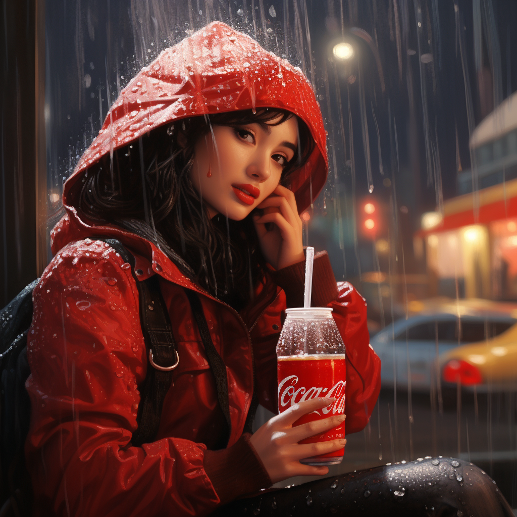 Hamasaki Ayumi drinking Coca-Cola rain