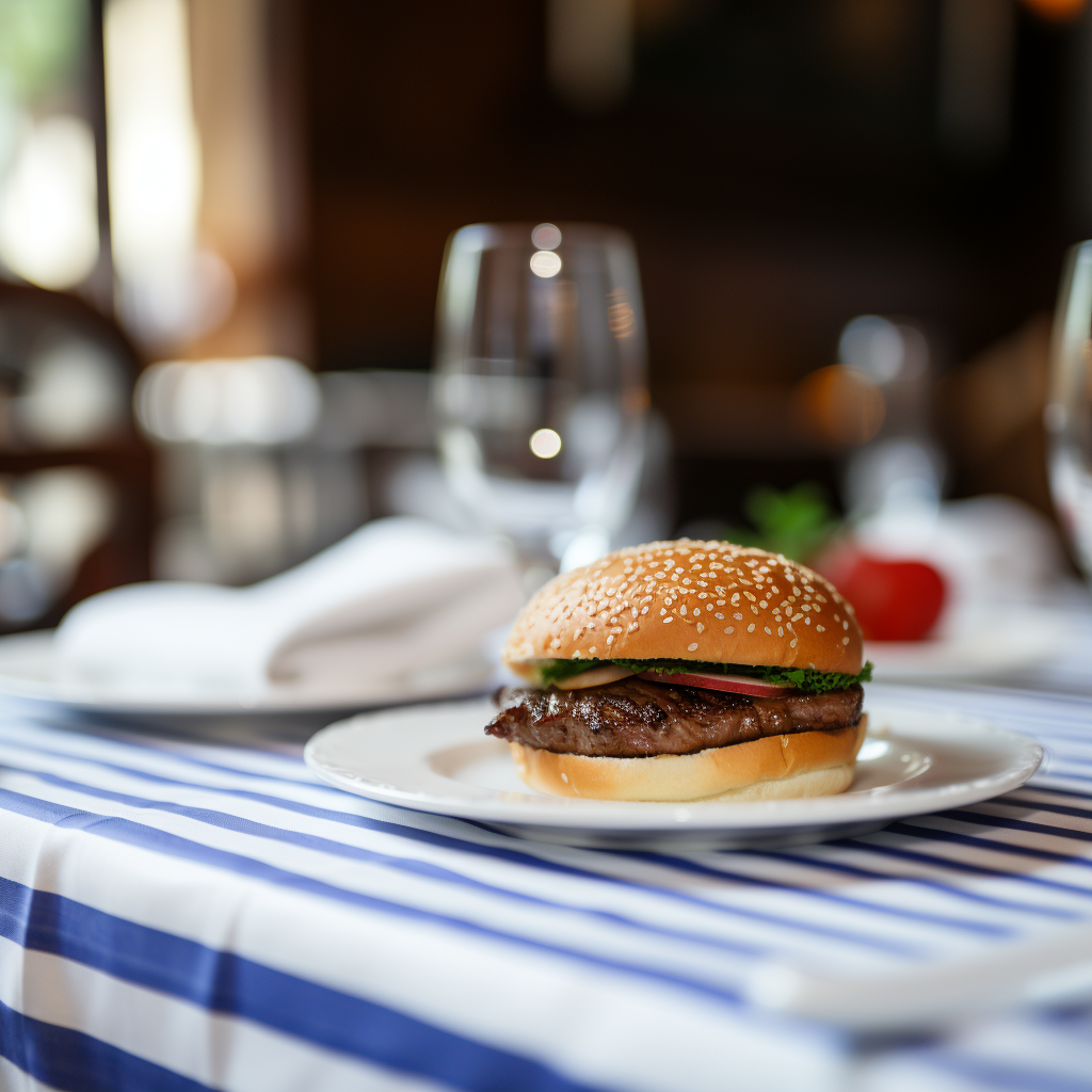 Hamburger on white plate