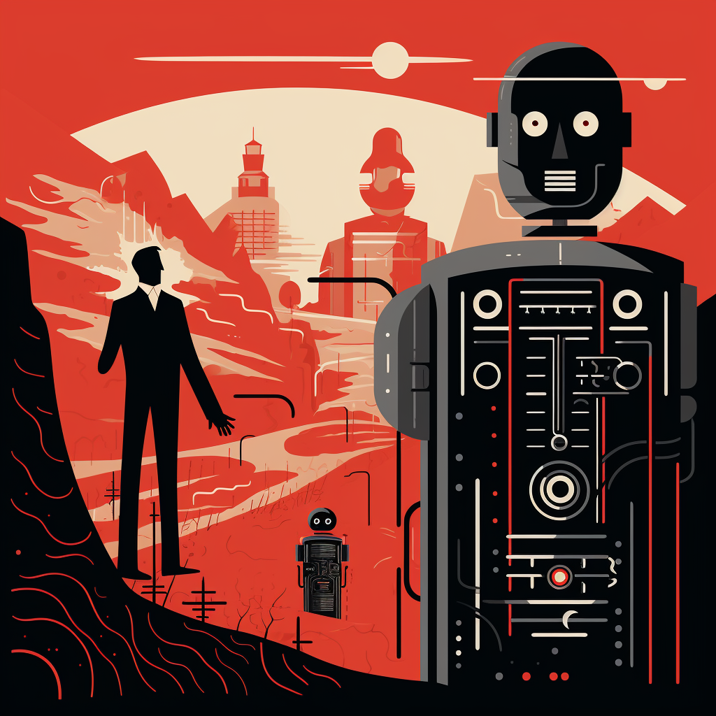 Illustration of a robot resembling Hamlet