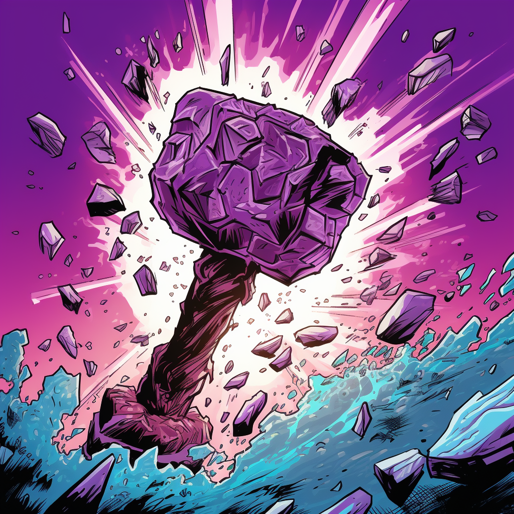 Powerful amethyst hammer fist shattering glass