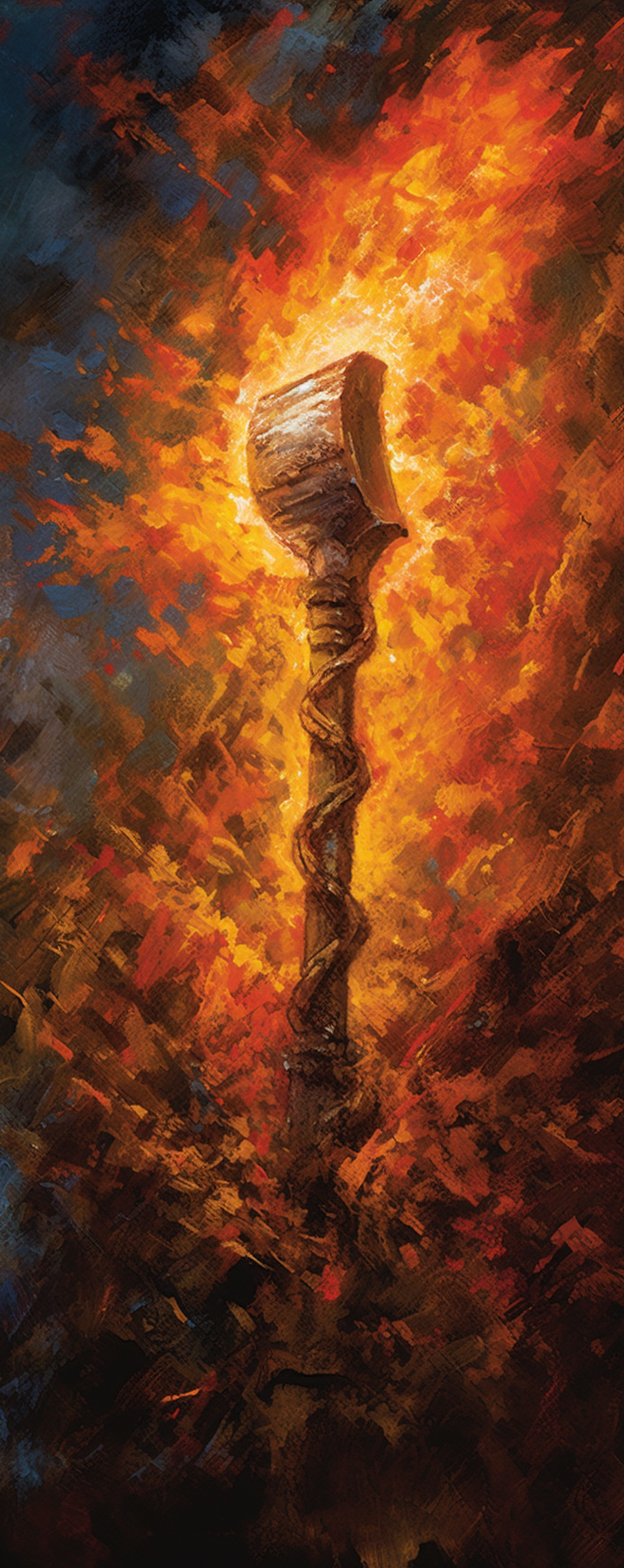 Intricate Hammer on Fire Oil Painting