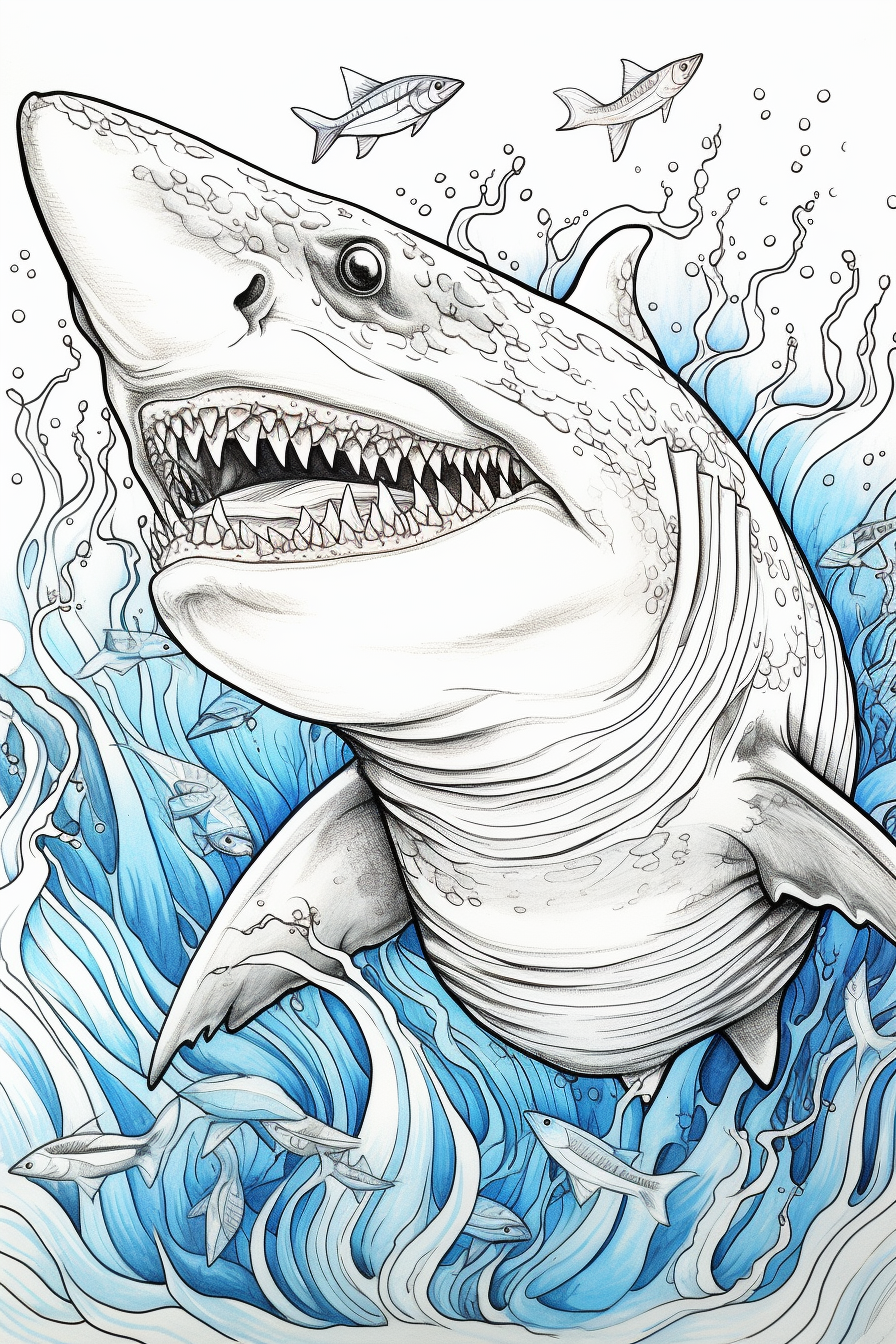 Detailed hammerhead shark illustration