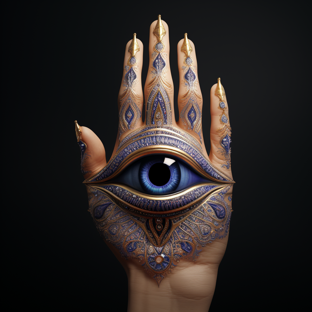 Hamsa eye hand protection symbol