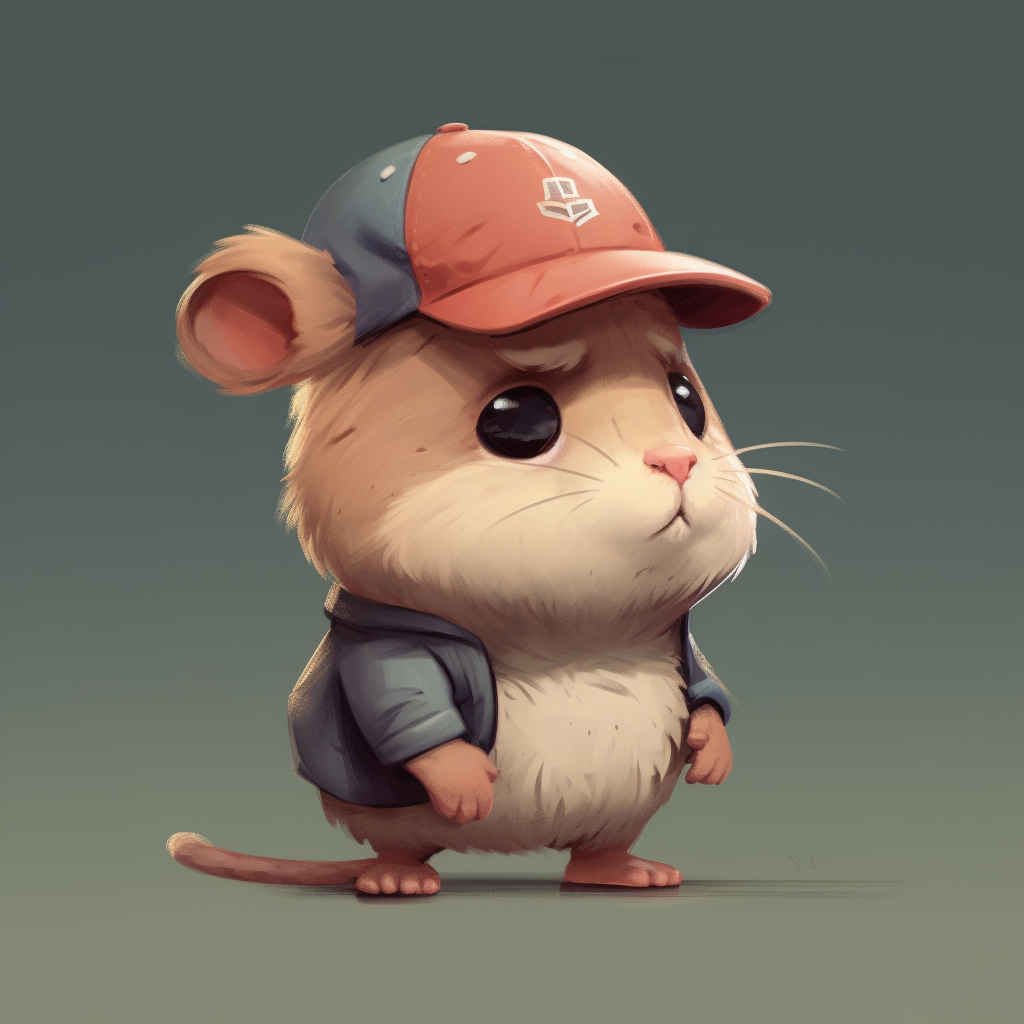 Adorable hamster kid wearing a baseball cap