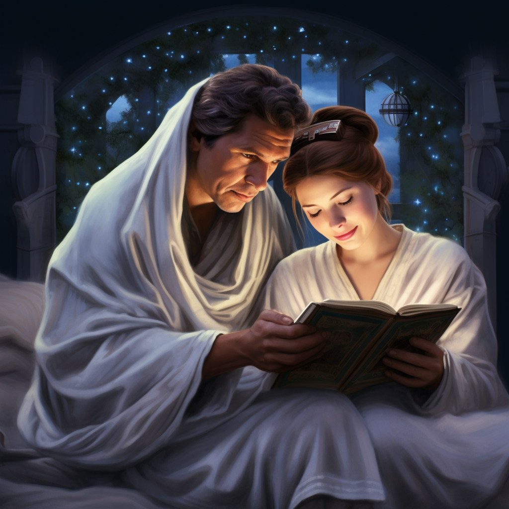 Han Solo and Princess Leia as a Nativity Scene