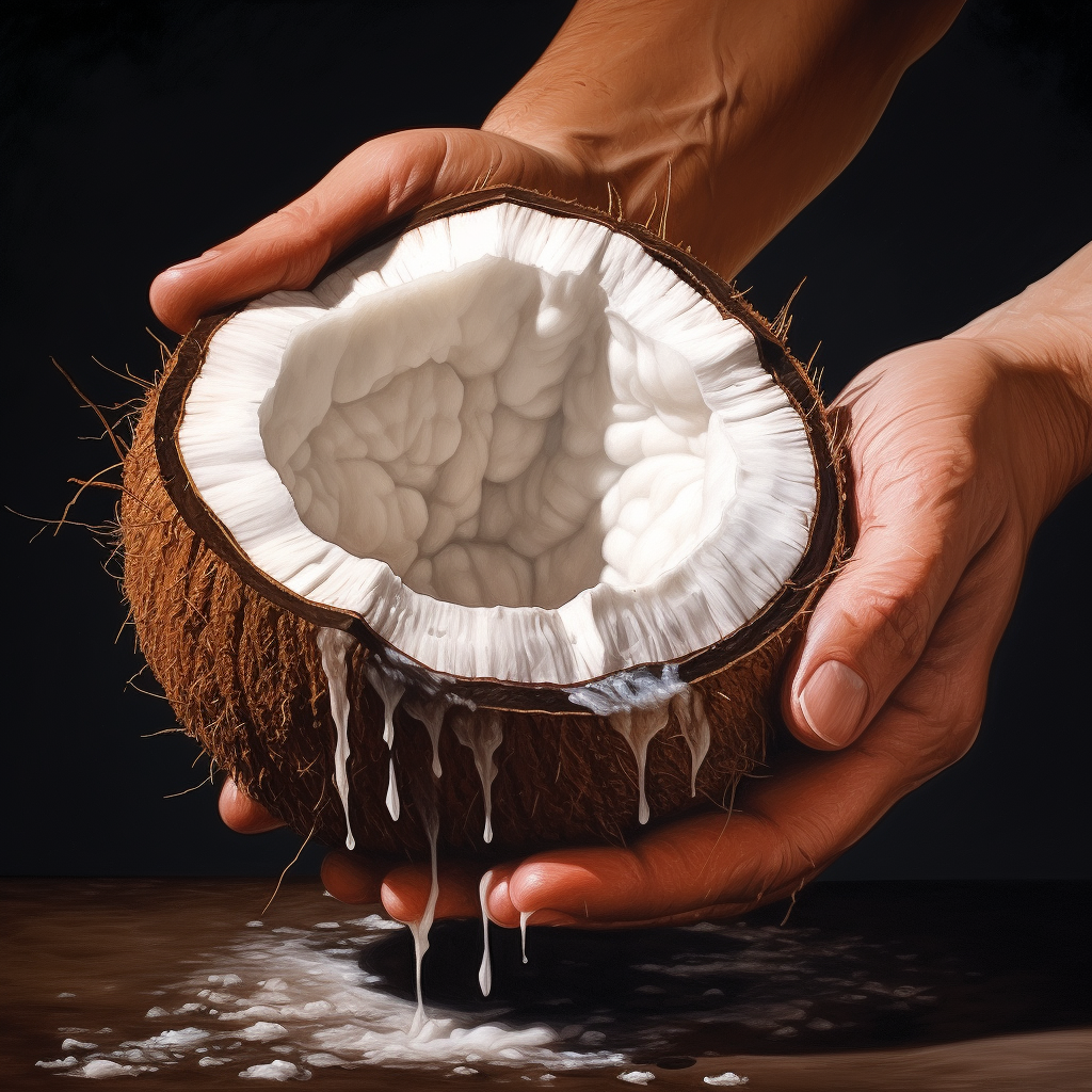 Hand adding sand to coconut pot